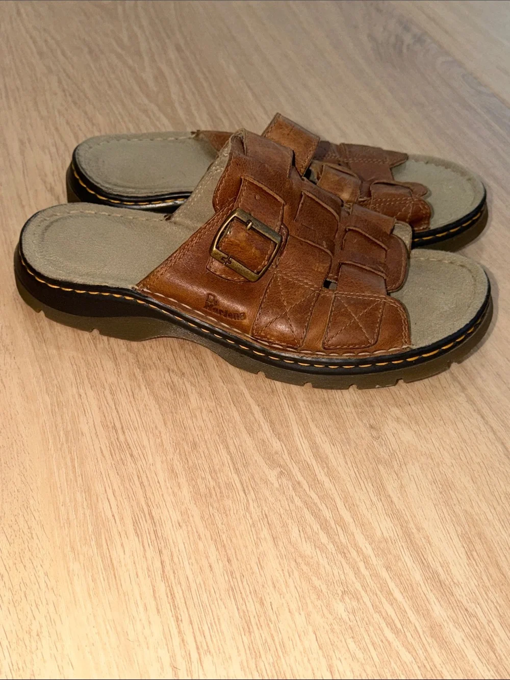 Dr. Martens brown leather fisherman slide Sandals w/Buckle vintage 90s men’s 10